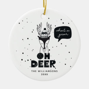 Modern Scandinavian Fun Deer Crazy Year Keramisch Ornament