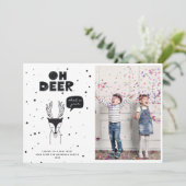 Modern Scandinavian Fun Deer Multi Photo Collage Feestdagenkaart (Staand voorkant)