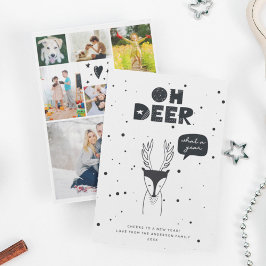 Modern Scandinavian Fun Deer Multi Photo Collage Feestdagenkaart