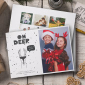 Modern Scandinavian Fun Deer Multi Photo Collage Feestdagenkaart