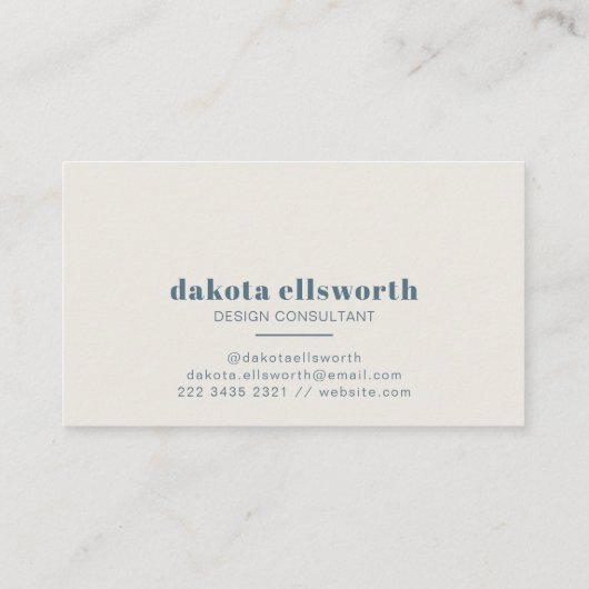 Modern Scandinavian Smoke Blue Minimal Visitekaartje (Achterkant)