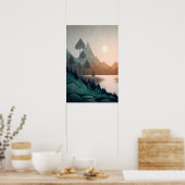 Modern Scandinavisch berglandschap Poster (Keuken)
