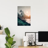 Modern Scandinavisch berglandschap Poster (Thuiskantoor)