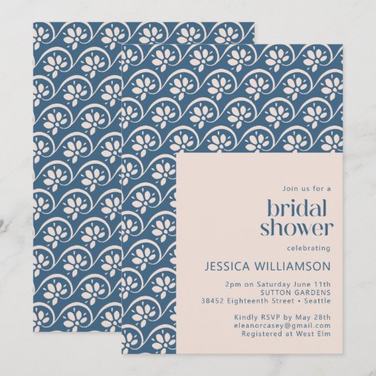 Modern Scandinavisch blauw Vrijgezellenfeest Kaart (Voorkant / Achterkant)