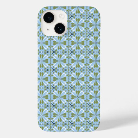 Modern Scandinavisch design Blue Olive Green Case-Mate iPhone Case (Achterkant)