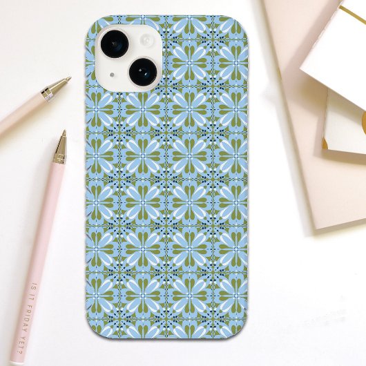 Modern Scandinavisch design Blue Olive Green Case-Mate iPhone Case