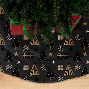 Modern Scandinavisch Kerstpatroon Zwart Goud Kerstboom Rok