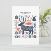 Modern Scandinavisch Kerstwoud Feestdagenkaart (Staand voorkant)