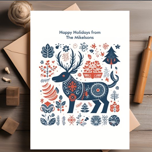 Modern Scandinavisch Kerstwoud Feestdagenkaart