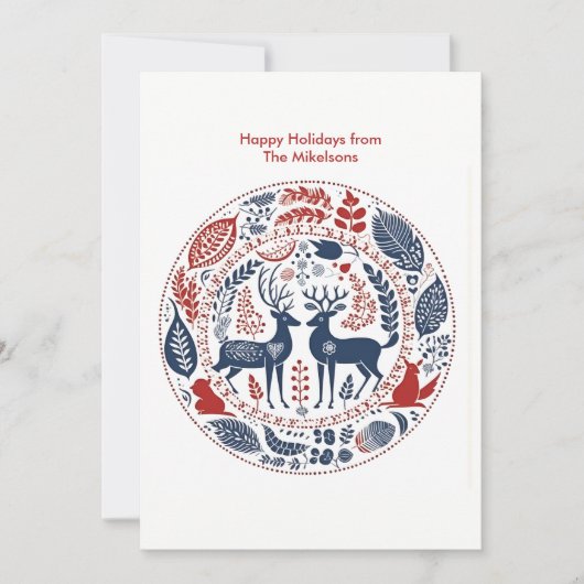 Modern Scandinavisch Kerstwoud Feestdagenkaart (Voorkant)