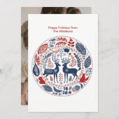 Modern Scandinavisch Kerstwoud Feestdagenkaart (Voorkant / Achterkant)