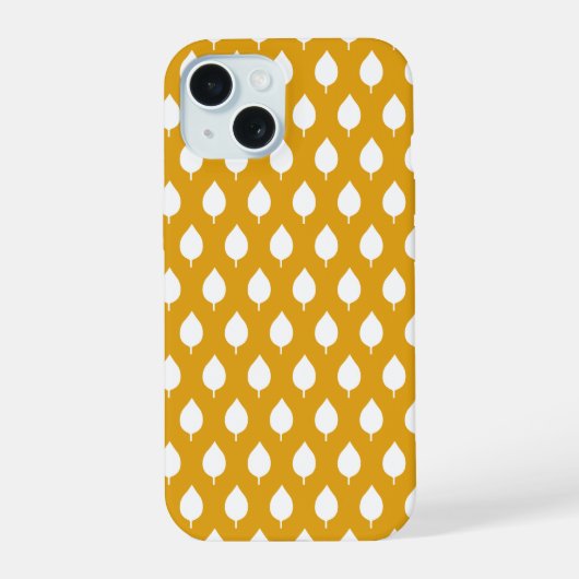 Modern Scandinavisch Wit Blad Naadloos Patroon iPhone 15 Case (Achterkant)