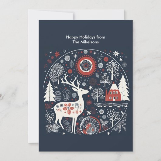 Modern Scandinavische Kerst in het bos Feestdagenkaart (Voorkant)