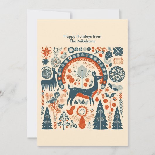 Modern Scandinavische Kerst in het bos Feestdagenkaart (Voorkant)