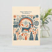 Modern Scandinavische Kerst in het bos Feestdagenkaart (Staand voorkant)