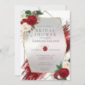 Modern Scarlet Peonies en Crimson Paint Stroke Kaart (Voorkant)