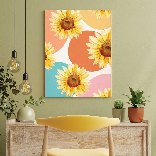 Modern schattig Abstract kleurrijk Zonnebloem Canvas Afdruk
