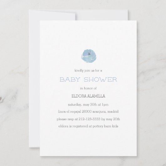 Modern schattig blauw baby shower dat neutraal is  kaart (Voorkant)