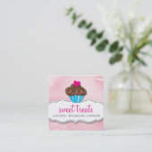 MODERN schattig cupcake bakkerij bord roze aquarel Vierkante Visitekaartje (Staand voorkant)