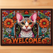 Modern Schattig Devon Rex Cat Vibrant Welkom Deurmat