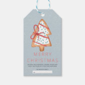 Modern schattig gemberbrood Kerstboom blauwe sneeu Cadeaulabel (Voorkant)