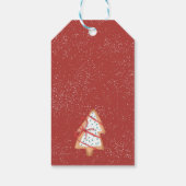 Modern schattig gemberbrood Kerstboom blauwe sneeu Cadeaulabel (Achterkant)