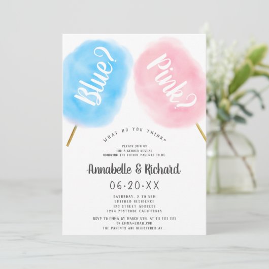 Modern schattig geslacht onthullen blauw roze kato kaart (Staand voorkant)