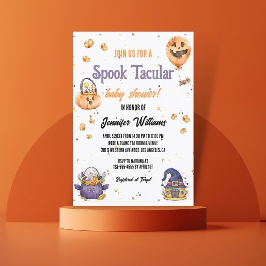 Modern schattig halloween spook tacular baby showe kaart
