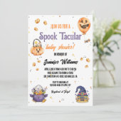 Modern schattig halloween spook tacular baby showe kaart (Staand voorkant)