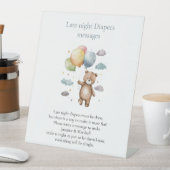 Modern schattig leuk late night luier baby shower reclamebord met voetstuk (Insitu)