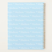 Modern schattig lichtblauw wit aangepaste naam pat planner (Achterkant)