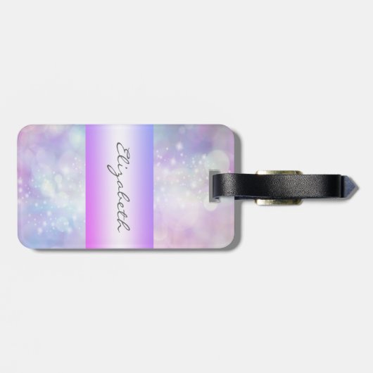 Modern Schattig meisje, Bokeh, Cat Bagagelabel (Achterkant horizontaal)