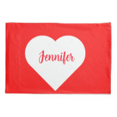 Modern schattig op maat Bright Red & White Heart L Kussensloop (Achterkant)