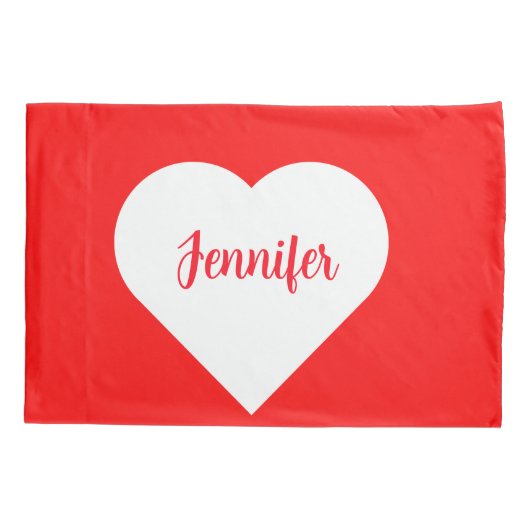 Modern schattig op maat Bright Red & White Heart L Kussensloop (Achterkant)