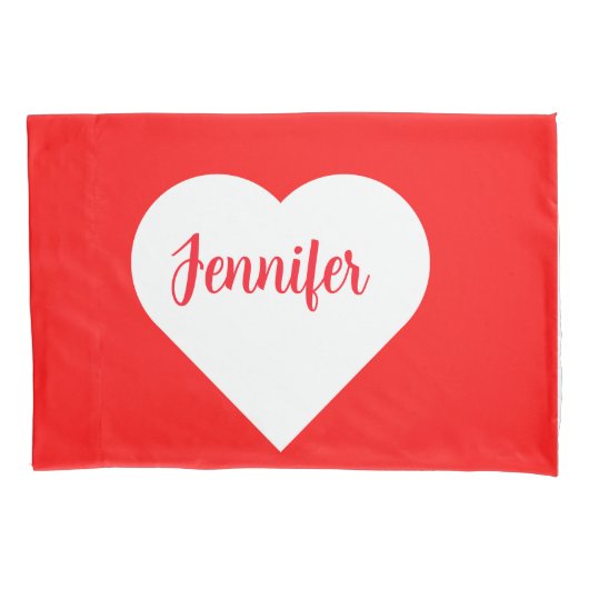 Modern schattig op maat Bright Red & White Heart L Kussensloop (Voorkant)
