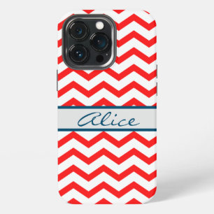 Modern schattig patroon monogrammen rood wit scrip iPhone 13 pro hoesje