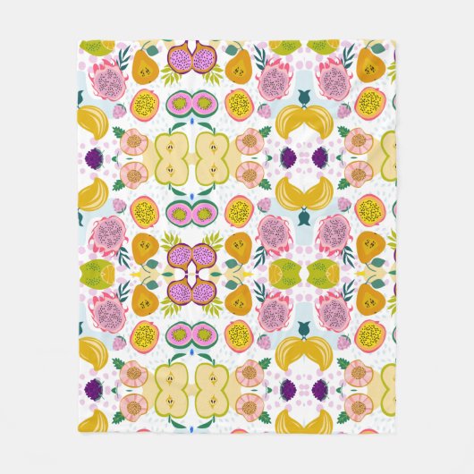 Modern schattig patroon van kleurrijke vruchten, w fleece deken (Voorkant)