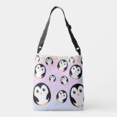 Modern schattig Rainbow pinguin gradient patroon Crossbody Tas (Achterkant)