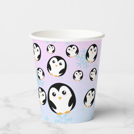 Modern schattig Rainbow pinguin gradient patroon Papieren Bekers (Achterkant)