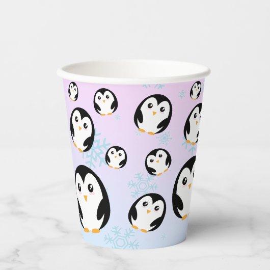 Modern schattig Rainbow pinguin gradient patroon Papieren Bekers (Voorkant)