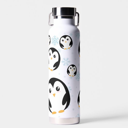 Modern schattig Rainbow pinguin gradient patroon Waterfles (Voorkant)