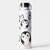 Modern schattig Rainbow pinguin gradient patroon Waterfles (Achterkant)