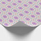 Modern schattig roze maagdenpalm blauw geometrisch cadeaupapier (Hoek)