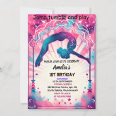 Modern schattig roze meisje gymnastiek 10e verjaar kaart (Voorkant)
