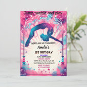 Modern schattig roze meisje gymnastiek 10e verjaar kaart (Staand voorkant)