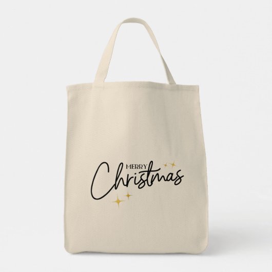 Modern schattig script Merry Christmas Stars Tote Bag (Achterkant)
