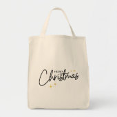 Modern schattig script Merry Christmas Stars Tote Bag (Voorkant)