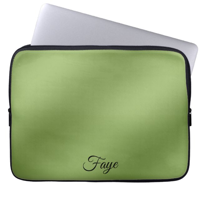 Modern schattig Solid Green gradient Wave patroon Laptop Sleeve (Voorkant)