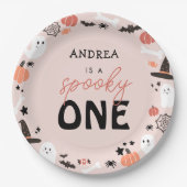 Modern schattig spooky een halloween eerste verjaa papieren bordje (Voorkant)