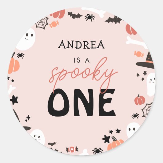 Modern schattig spooky een halloween eerste verjaa ronde sticker (Voorkant)
